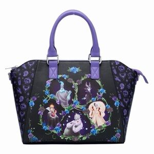 NEW Loungefly Disney Villains Floral Icons Satchel Crossbody Bag Purse